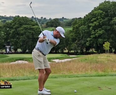 Graeme McDowell - Mid Iron DTL. 5th hole. LIV Golf UK Championship. Slow Motion.
