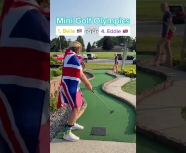 Hole 1, Round 2 | #1 Bella 🇺🇸 vs #4 Eddie 🇬🇧 (Mini Golf Olympics) #minigolf
