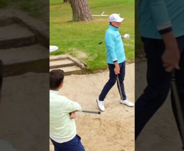 How Poulter approaches a plugged and long bunker shot! 🤯