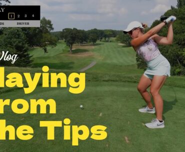 golf girl plays the tips
