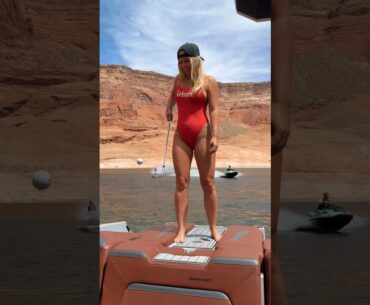 Golf 🤝🏼 barefoot water skiing #golf #golfswing #golfer #barefootwaterskiing  #lakepowell