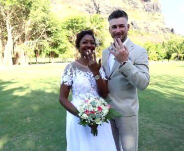Our beach wedding ceremony at Dinarobin Beachcomber Resort Golf & Spa