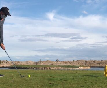 The Island Hole at Las Vegas Paiute Golf Resort Wolf Course GK Plays Outing 1-23-2021