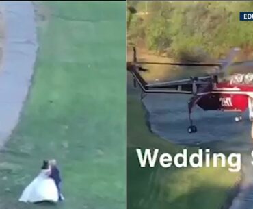Helicopter refills tanks using La Cañada Flintridge golf course during couple's wedding | ABC7