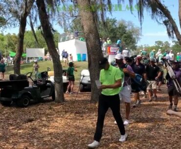 Jordan Spieth Gary Woodland Sam Burns between holes at Valspar Championship 2023