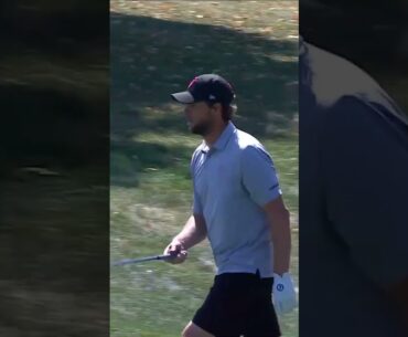 Crazy! Pieters holes out for eagle from behind the scoreboard 🤯 #livgolf #shorts