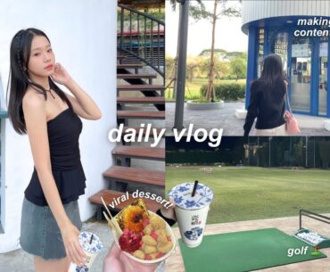 daily life🍓 : girls day out, viral dessert 🍰, making contents, golf, k-makeup 🇰🇷