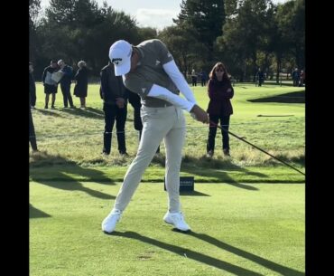 Slow Motion Rasmus Hojgaard Driver face on Carnoustie 2024