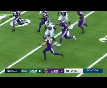 63-yard pick-six! Andrew Van Ginkel reads Rodgers' eyes for 2024's first TD in London