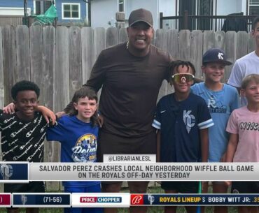 Salvador Perez crashes local neighborhood Wiffle Ball game