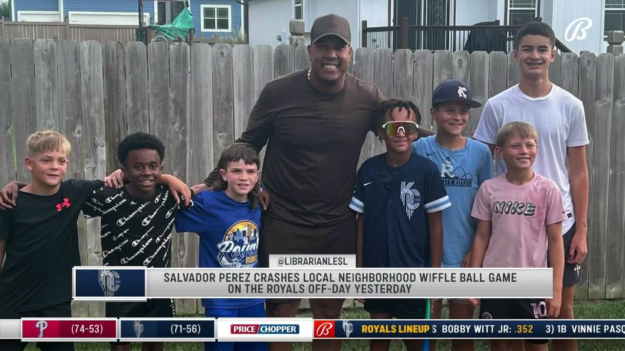 Salvador Perez crashes local neighborhood Wiffle Ball game Salvador Perez crashes local neighborhood Wiffle Ball game