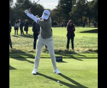 Slow Motion Rasmus Hojgaard Golf Swing Driver 1/8 speed, 2024 Carnoustie 9th Hole