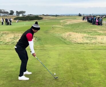 Adrien Saddier Golf Swing Slow Motion Tee Shot (3 wood) Swing Down the Line St Andrews 2024 Dunhill