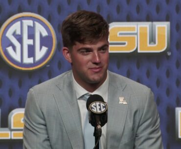 LSU QB Garrett Nussmeier at SEC Football Media Days 2024