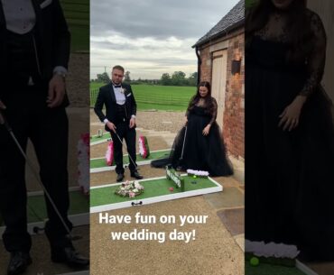 Wedding mini golf at Grangefields wedding venue. Having fun on your wedding day!