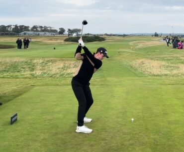 Daniel Hillier Slow Motion Driver Swing Down the Line St Andrews Dunhill Day 4, Hole 3
