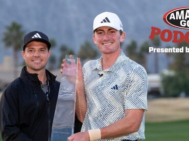 Amateur golfer and Nick Dunlap's caddie Hunter Hamrick