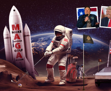 How golf would look if Elon Musk and Donald Trump took over, from Cybertruck buggies and rocket balls to playing on Mars – The Sun