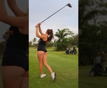 Amazing Golf Swing you need to see | Golf Girl awesome swing | Golf shorts | Claire Bear