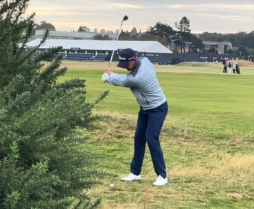 Grant Forrest Slow Motion iron 148 yard iron shot, hole 2 Dunhill 2024 Day 4