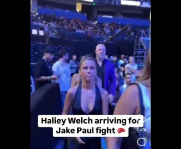 Hawk Tuah Hailey Welch arrives at the Jake Paul boxing fight #jakepaul #HawkThua #boxing  #mma