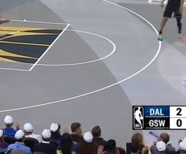 Stephen Curry points at Klay Thompson after 3 then stares him down after and-1