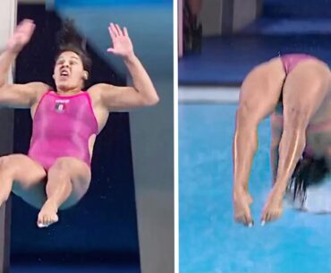 JO PARIS 2024 - Le pire plongeon des Jeux ? L'énorme plat d'Aranza Vazquez Montano en plongeon à 3m