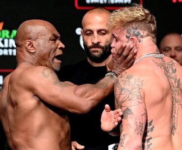 Mike Tyson Slaps Jake Paul During Their Weigh-In