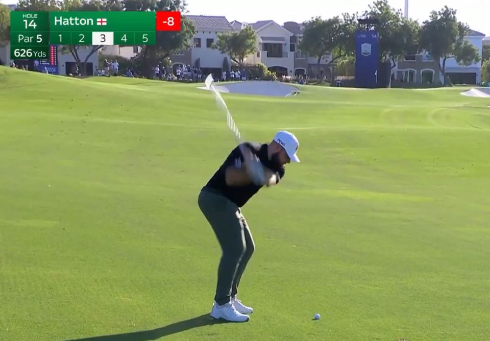 Tyrrell Hatton was well up the leaderboard when he played this shot