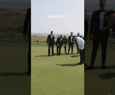 Groom sinks putt at Ocean Course #weddingvideo #wedding #golf