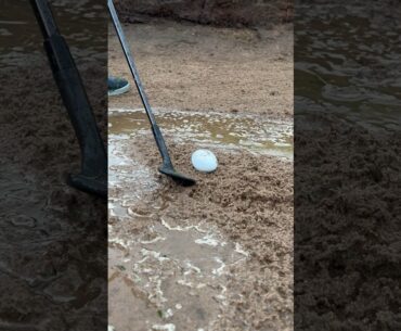 SPIN with a RUGBY BALL from a BUNKER? #golf #golfball #golfshot