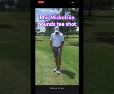 Phil Mickelson pounds a tee shot and short game advice with #tomgillisgolf