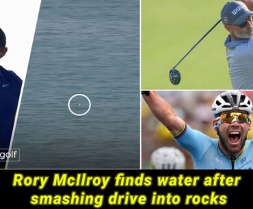 Rory McIlroy finds water after smashing drive into rocks