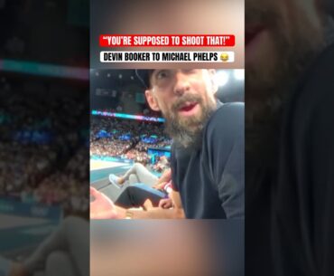Booker and Michael Phelps at the USA Women’s Basketball game 🤣
