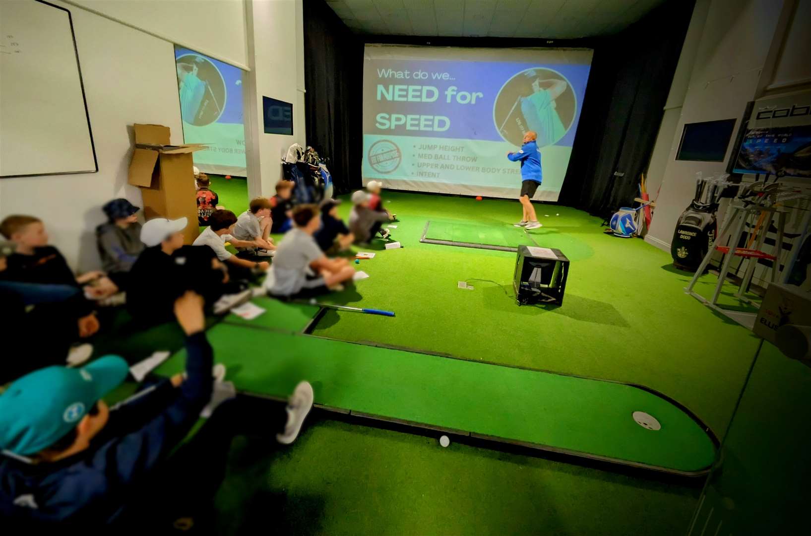 PGA professional Adam Trett delivers a speed session as part of the Suffolk Golf Union Junior Hubs Picture: Simon Byford