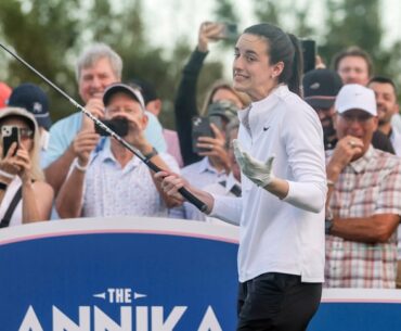 Caitlin Clark plays The Annika golf pro-am alongside Nelly Korda, shanking tee shot into crowd