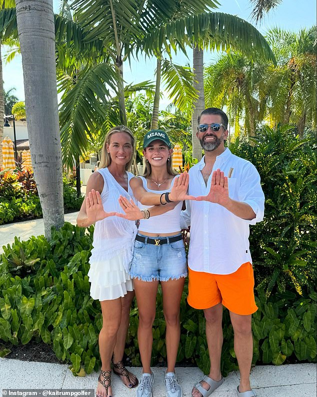 Kai  the daughter of Donald Trump Jr. (right) and his ex-wife Vanessa (left), announced she verbally committed to the University of Miami to play golf earlier this year