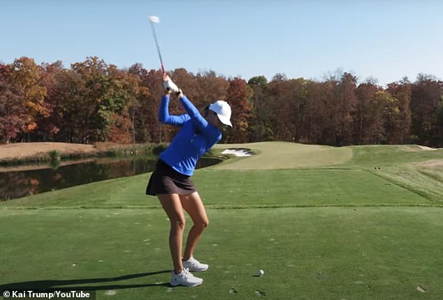 The 17-year-old took on the front nine of the new course at Trump National Bedminster