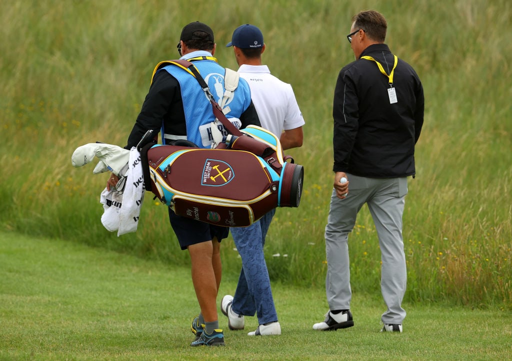 A detailed view of a golf bag belonging to Billy Horschel of The United States during a practice round prior to The 149th Open at Royal St George’s...