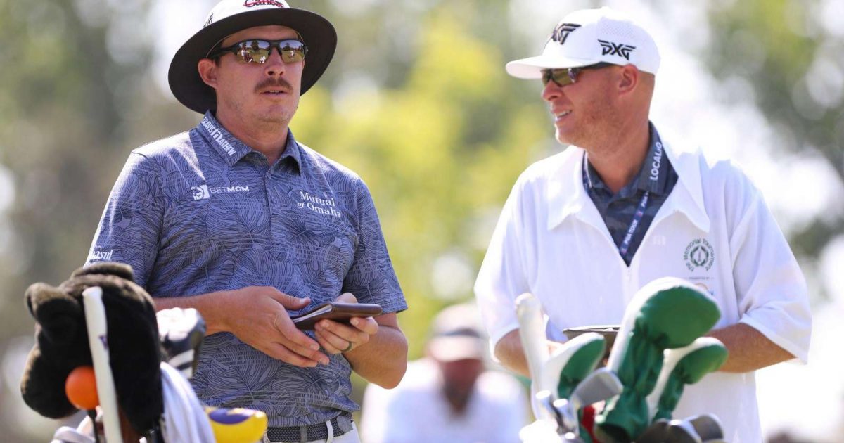Joel Dahmen and caddie