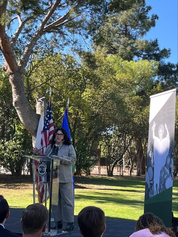 Norma E. García-González, director of LA County Parks, speaks at...