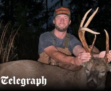 American Ryder Cup golfer Sam Burns poses with dead deer in MAGA brag