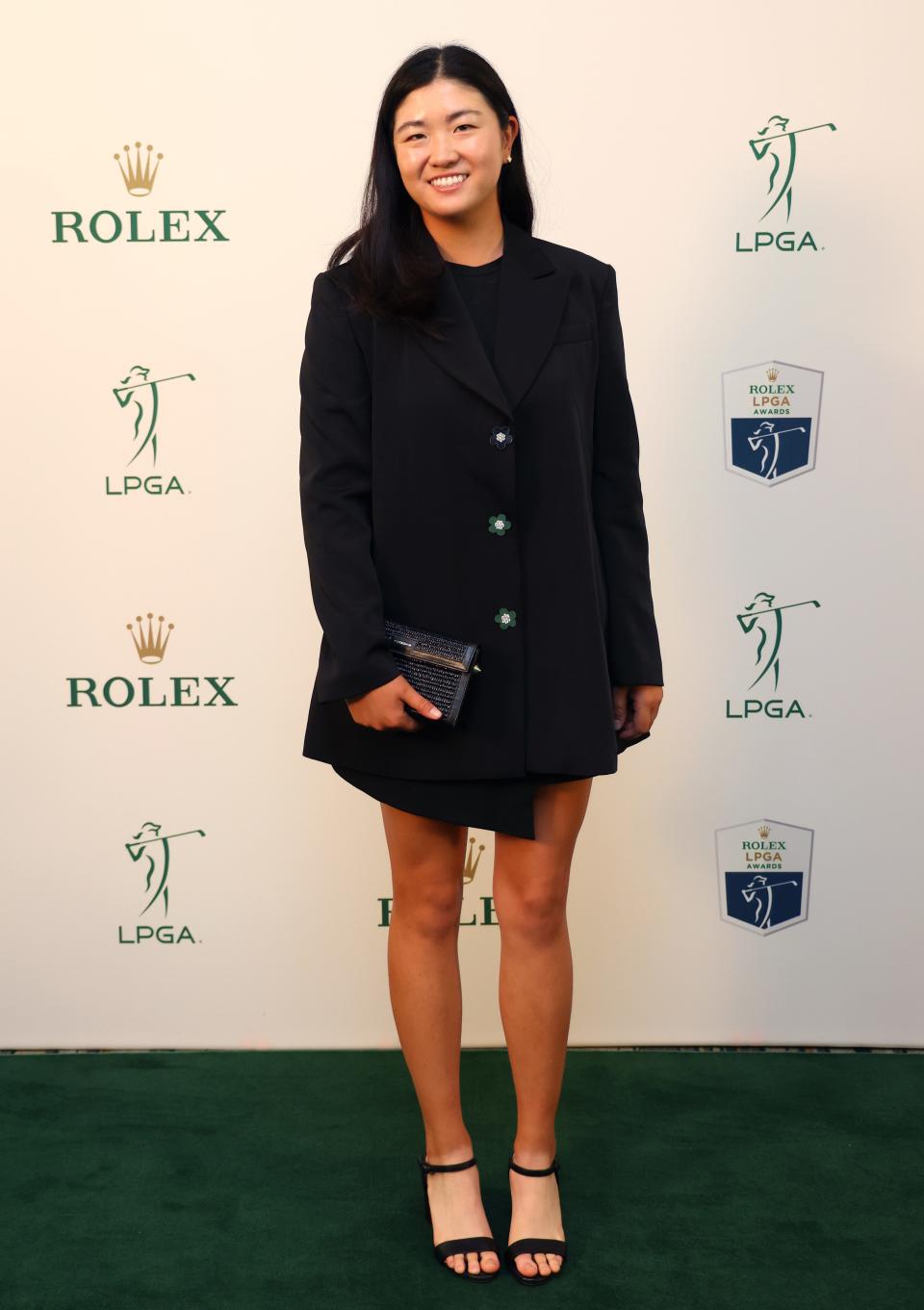 NAPLES, FLORIDA - NOVEMBER 20: Rose Zhang of the United States poses for a photograph on the green carpet during the 2024 LPGA Rolex Players Awards at Tiburon Golf Club on November 20, 2024 in Naples, Florida. (Photo by Michael Reaves/Getty Images) ORG XMIT: 776241820 ORIG FILE ID: 2185820455