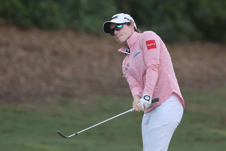 Leona Maguire of Ireland plays a shot on the second hole during the first round of the CME Group Tour Championship 2024 at Tiburon Golf Club in Naples, Florida. (Photo by Michael Reaves/Getty Images)