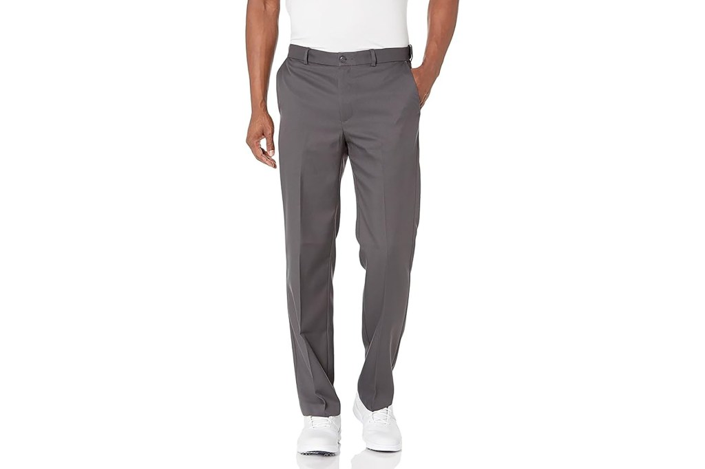 A man wearing grey pants