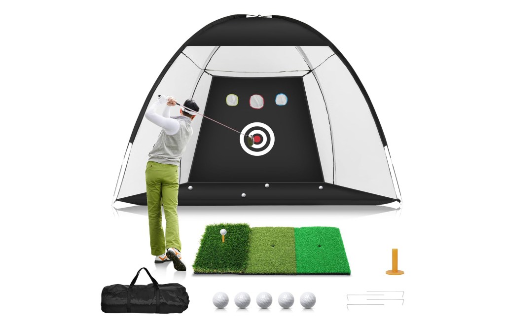 10x7ft Golf Practice Net with Tri-Turf Golf Mat