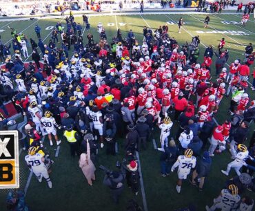 Massive SCUFFLE ensues after Michigan tries to plant flag on Ohio State's logo