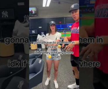 Aaron Judge gifts Caitlin Clark kicks 🔥