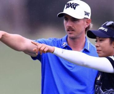 Patty Tavatanakit and Jake Knapp during round two of the Grant Thornton Invitational tournament