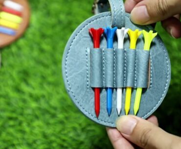 Golf tee stand, tee storage case, contains 5 plastic pentagonal tee golf accessories